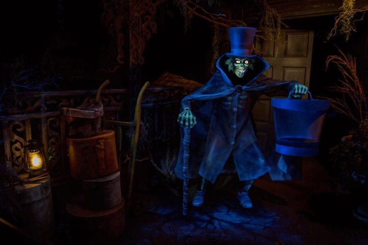 Hatbox Ghost inside Haunted Mansion at Disneyland
