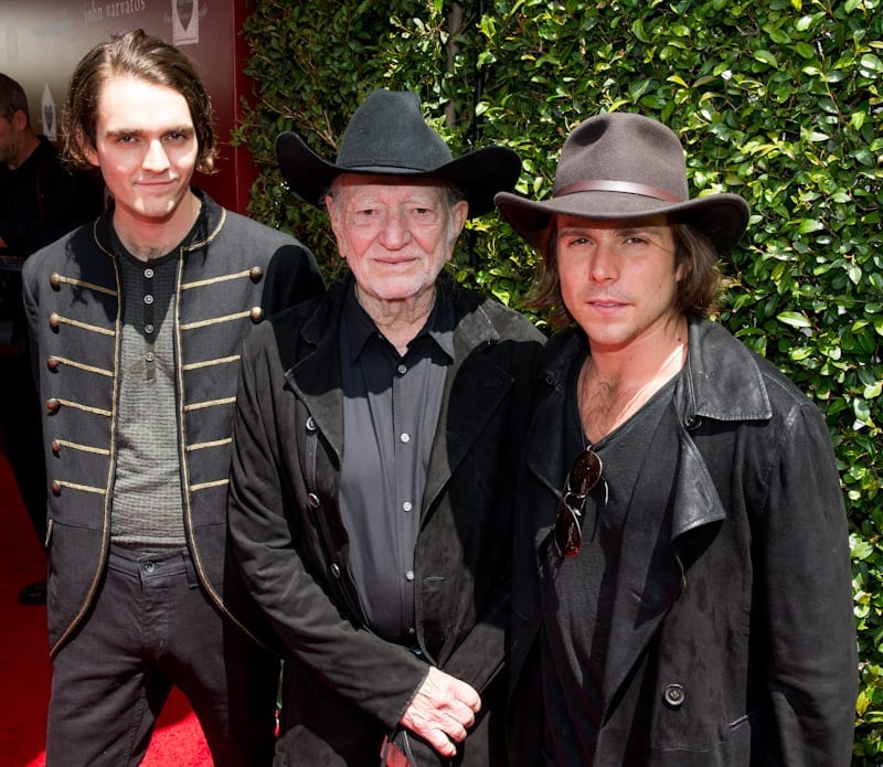 Willie Nelson, Lukas Nelson, and Micah Nelson at John Varvatos 11th Annual Stuart House Benefit