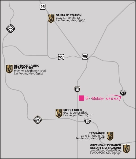 Golden Knights Express Pickup Locations