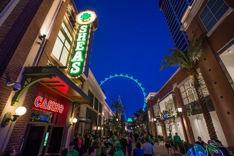 Shot of the high roller in green for at pats as seen from osheas block party