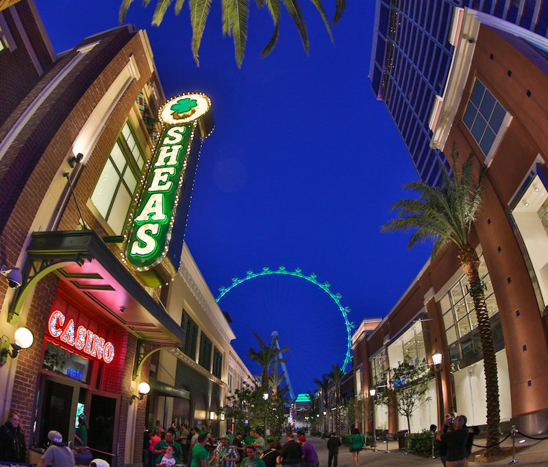 Shot of the high roller in green for at pats as seen from osheas block party