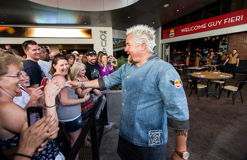 Guy Fieri greets fans on opening day of Guy Fieri’s Vegas Kitchen & Bar at The Quad Resort & Casino on Thursday, April 17, 2014.