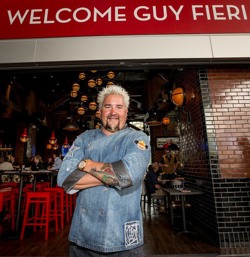 Guy Fieri welcomes guests on opening day of Guy Fieri’s Vegas Kitchen & Bar at The Quad Resort & Casino on Thursday, April 17, 2014.