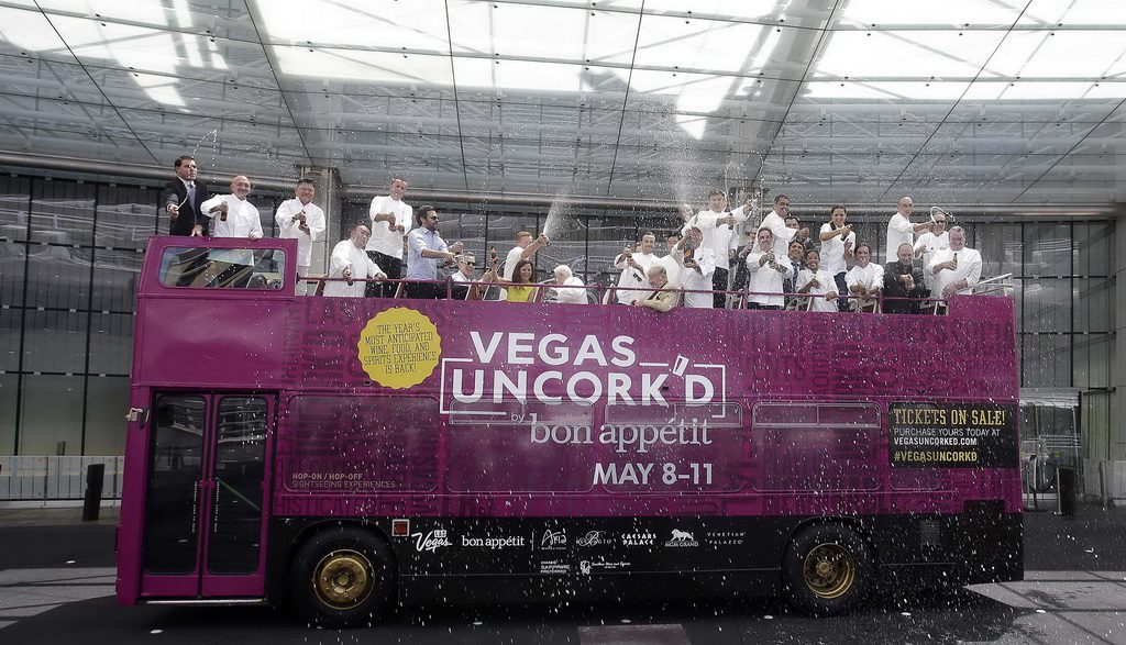 Celebrity chefs bring champagne showers at ARIA for Vegas Uncork'd by Bon Appetit kick-off