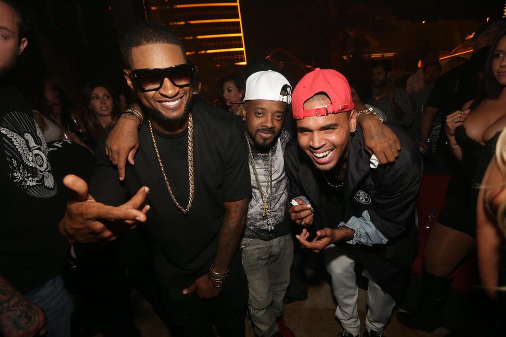 Chris Brown, Usher, & Jermaine Dupri Party at XS Nightclub