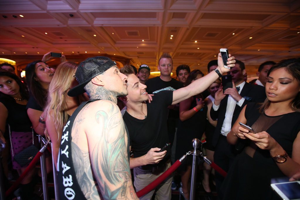 Travis Barker with fans at Hyde Bellagio, Las Vegas