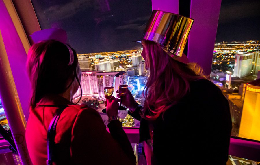 High Roller passengers admire the Vegas Skyline during New Year’s Eve 2015.