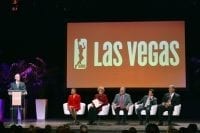 Chuck Bowling, Lisa Borders, Mayor Carolyn Goodman, Commissioner Steve Sisolak, Bill Hornbuckle and Bill Laimbeer at the Las Vegas Aces & MGM Resorts Press Event