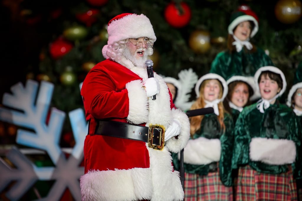 Santa Claus welcomes guests to Holiday at The Park