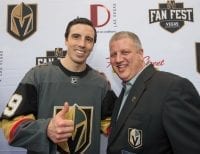 CEO of the D Las Vegas, Derek Stevens Poses with Goaltender Marc-André Fleury