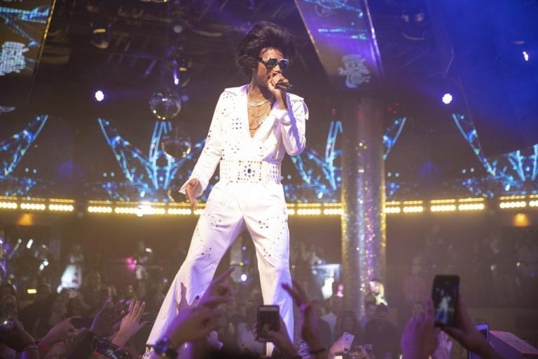 Wiz Khalifa Dressed as Elvis Presley for Halloween at Drai’s Nightclub Las Vegas