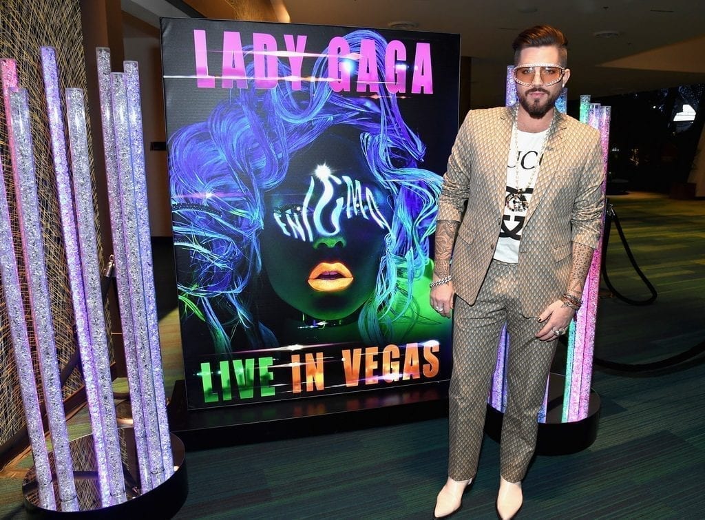 Adam Lambert attends premiere of LADY GAGA ENIGMA at Park MGM in Las Vegas