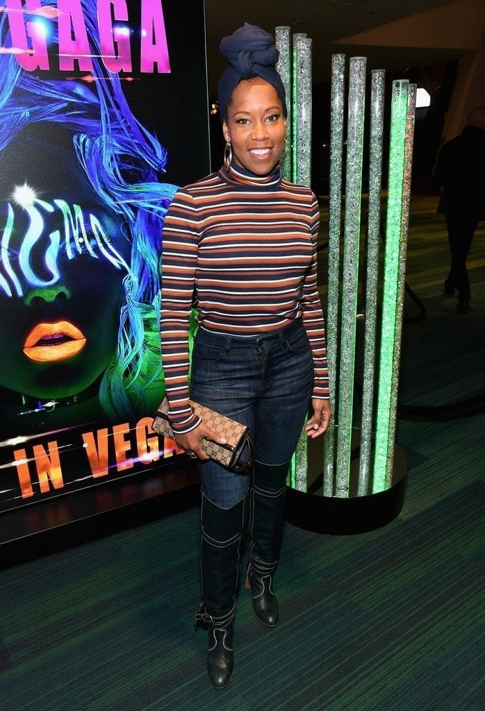 Regina King attends premiere of LADY GAGA ENIGMA at Park MGM in Las Vegas.
