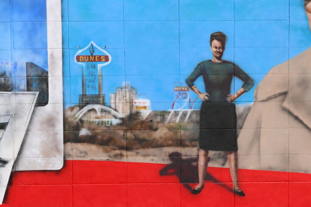 Denise Scott Brown on mural at The Neon Museum
