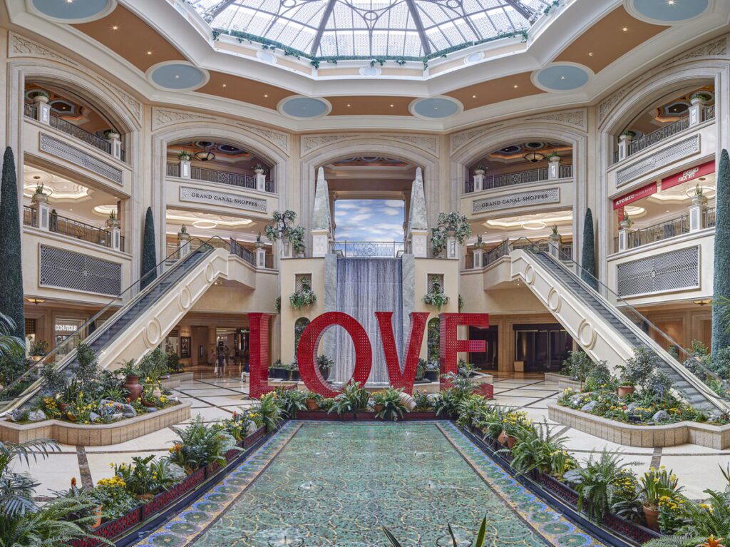 LOVE Sculpture - The Waterfall Atrium at The Venetian Resort Las Vegas