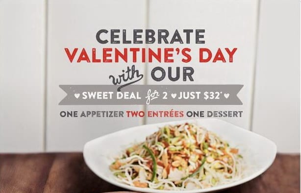 California Pizza Kitchen Sweet Deal for 2 This Valentine’s Day