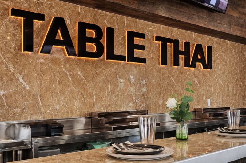 The modern, bistro-chic interior of the Table Thai Bar & Bistro.