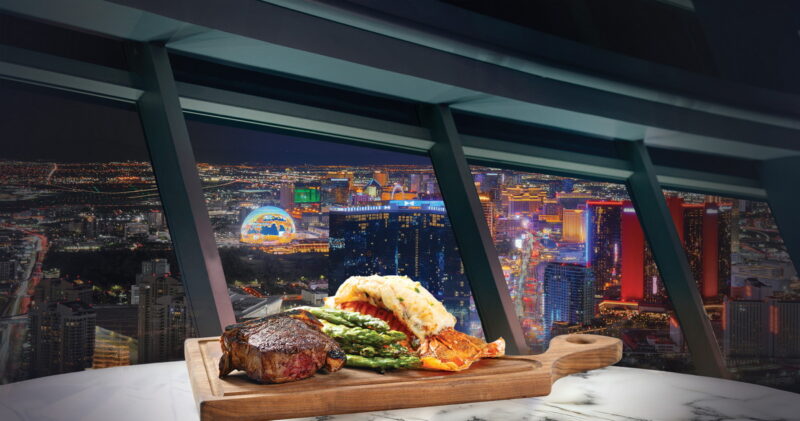 Dine at the rotating Top of the World restaurant at The STRAT Hotel