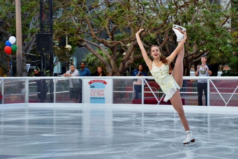 Bai Holiday Ice Rink Pershing Square - OPENING DAY CALIF GOLD SKATING TEAM