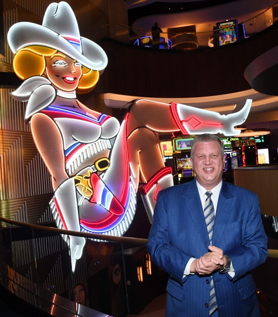 Las Vegas pioneers and executives joined to celebrate the first roll of the dice at Circa including Ryan Growney/South Point Hotel & Casino, Jonathan Jossel/The Plaza Las Vegas, Scott Sibella/Resorts World Las Vegas, Andy Abboud/ Venetian Resort Hotel Casino, Chris Latil/Golden Nugget Hotel & Casino, Terry Caudill/TLC Casino Enterprises, Mike Nolan/El Cortez Hotel and Casino, and Brendan Gaughan/grandson of Jackie Gaughan.
