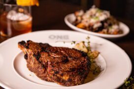 24-ounce Cowboy Cut Bone-in Ribeye with Old Fashioned at One Steakhouse
