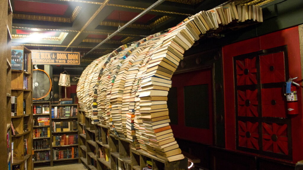 famous book tunnel inside The Last Bookstore in Downtown LA