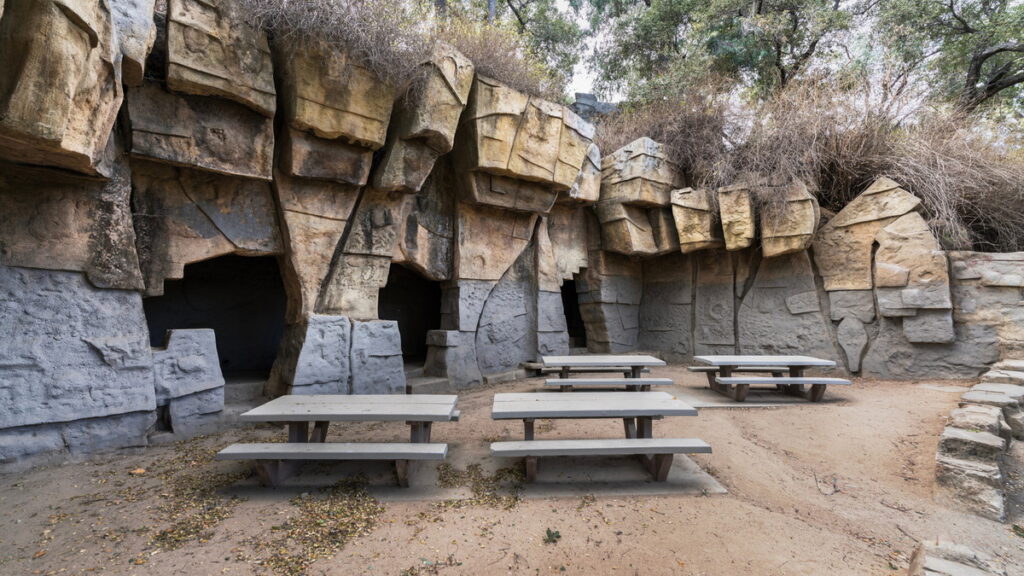 abandoned animal enclosures at the Old Los Angeles Zoo in Griffith Park