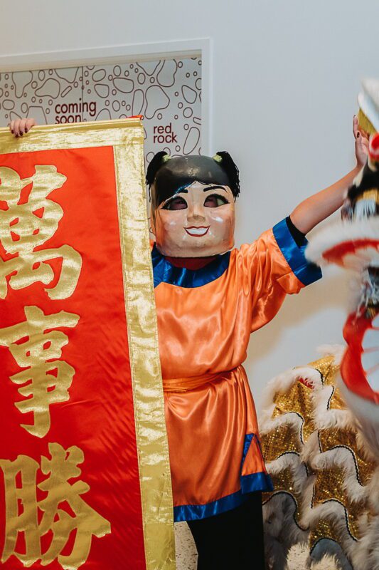 Character during dragon and lion dance