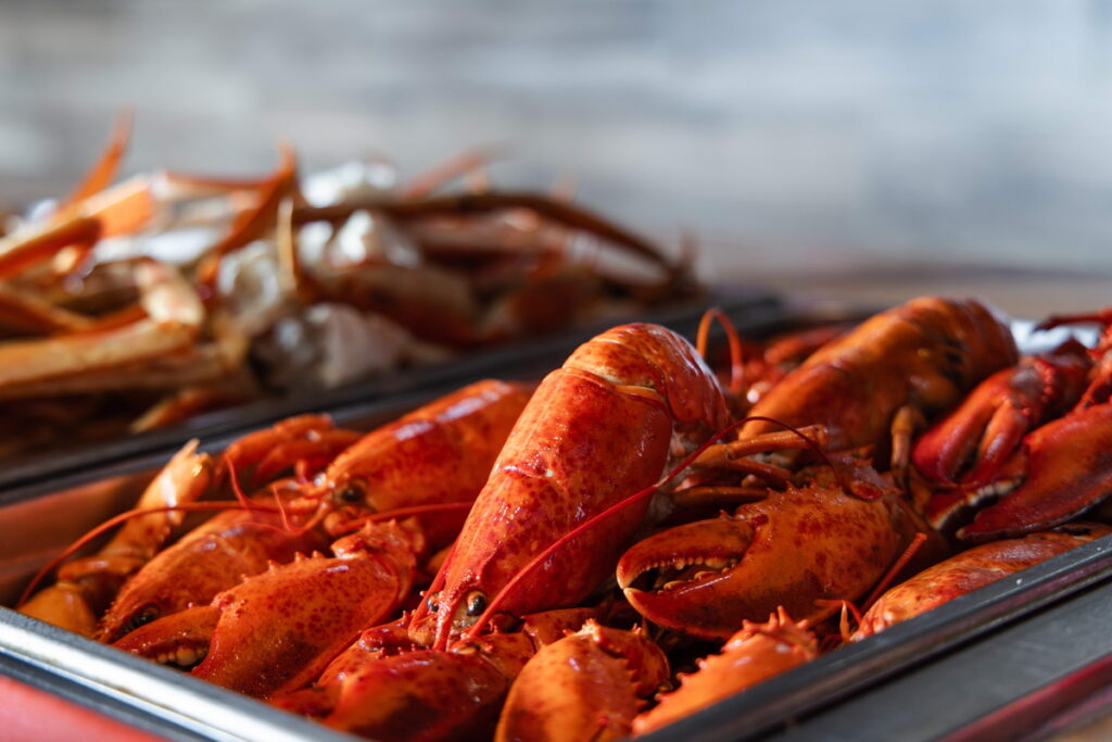 Freshly steamed seafood served at the A.Y.C.E. Buffet, a top pick for off-strip buffets in Las Vegas.
