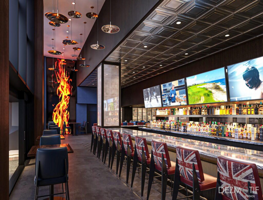 Gordon Ramsay Burger at Flamingo Las Vegas - Bar Rendering - Credit DEZMOTIF Studios