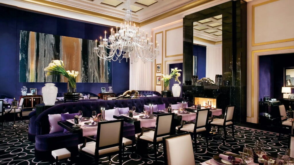 Inside the dining room at Joël Robuchon, a luxury restaurant on the Las Vegas Strip
