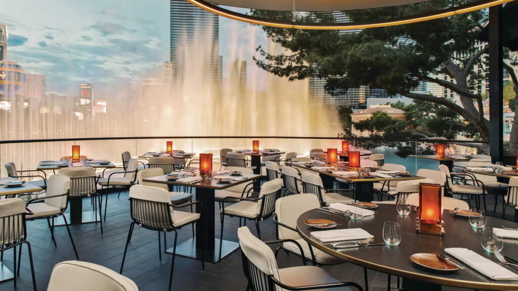 Outside dining area at Spago, a luxury restaurant on the Las Vegas Strip