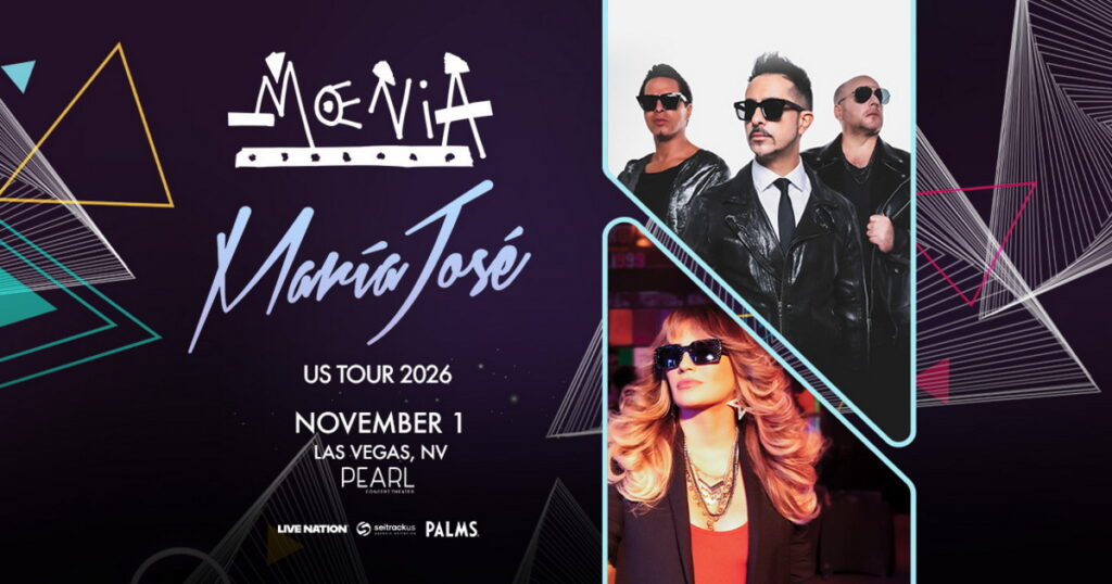 Promotional art featuring Latin music icons Maria Jose and Moenia.