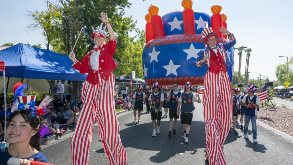 Crowds enjoying the annual Summerlin Patriotic Parade on the 4th of July in Las Vegas.